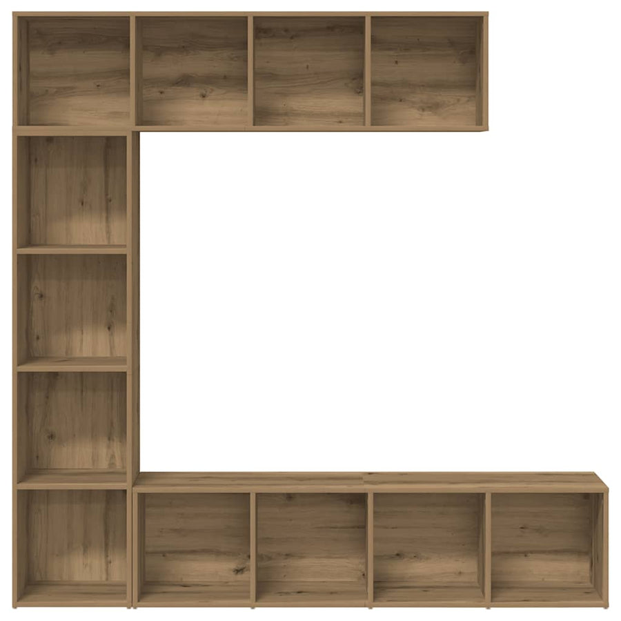 Boekenkasten 3 st bewerkt hout artisanaal eikenkleur