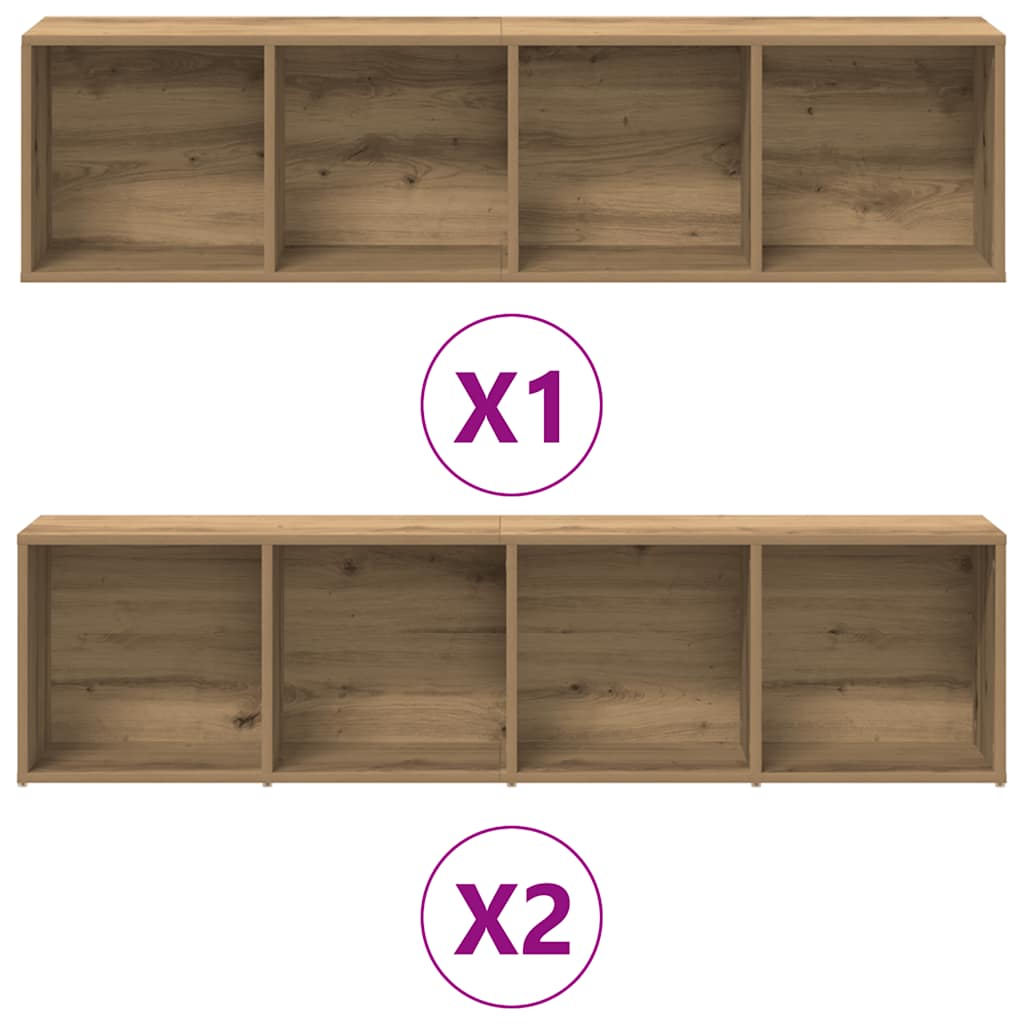 Boekenkasten 3 st bewerkt hout artisanaal eikenkleur