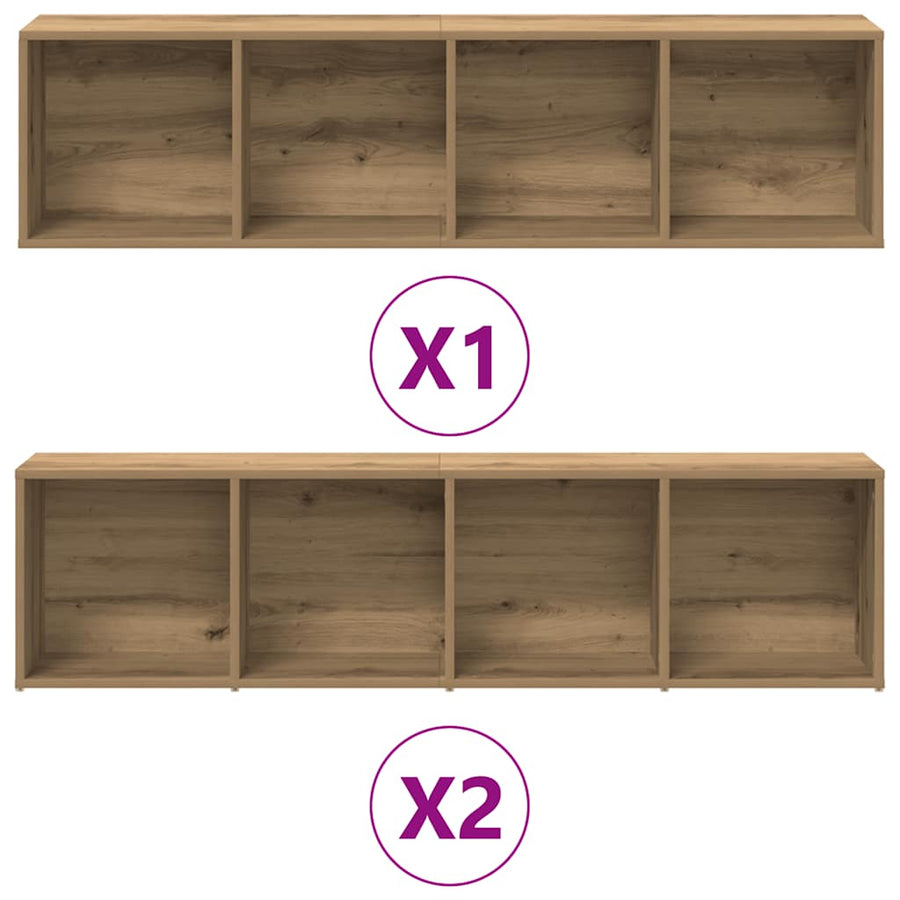 Boekenkasten 3 st bewerkt hout artisanaal eikenkleur