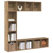 Boekenkasten 3 st bewerkt hout eikenkleur 36x30x143 cm