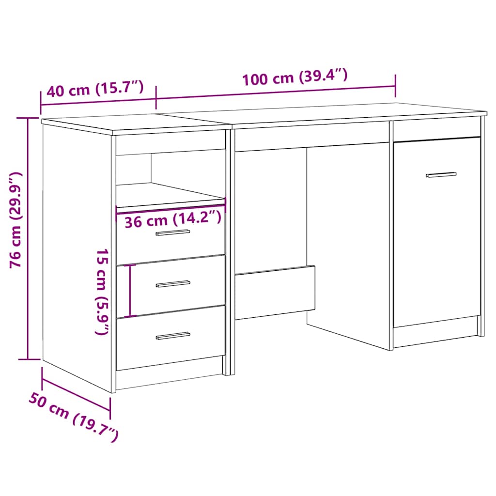 Bureau met kast Oud hout Bewerkt hout