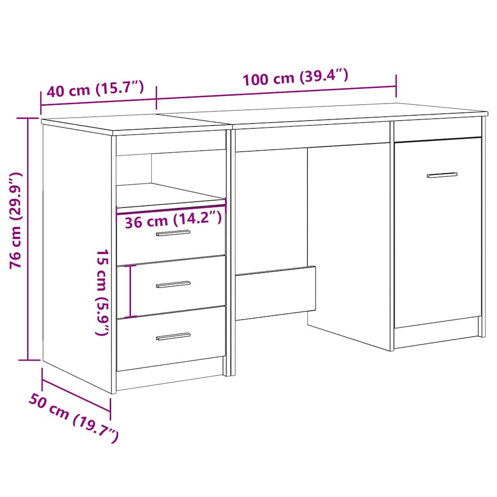 Bureau met kast Artisan Oak Engineered Wood