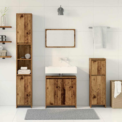 4-delige Badkamermeubelset bewerkt hout oud houtkleurig