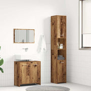 Badkamermeubelset 3-delig bewerkt hout oud houtkleurig