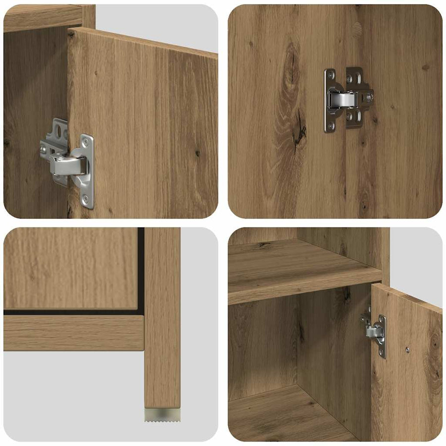 3-delige Badkamermeubelset bewerkt hout artisanaal eikenkleur