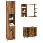 Badkamermeubelset 3-delig bewerkt hout oud houtkleurig