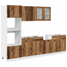 7-delige Keukenkastenset bewerkt hout oud houtkleurig