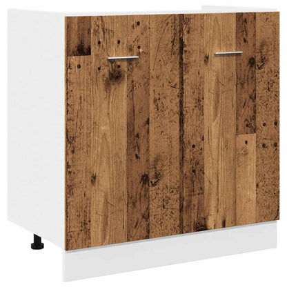 7-delige Keukenkastenset bewerkt hout oud houtkleurig