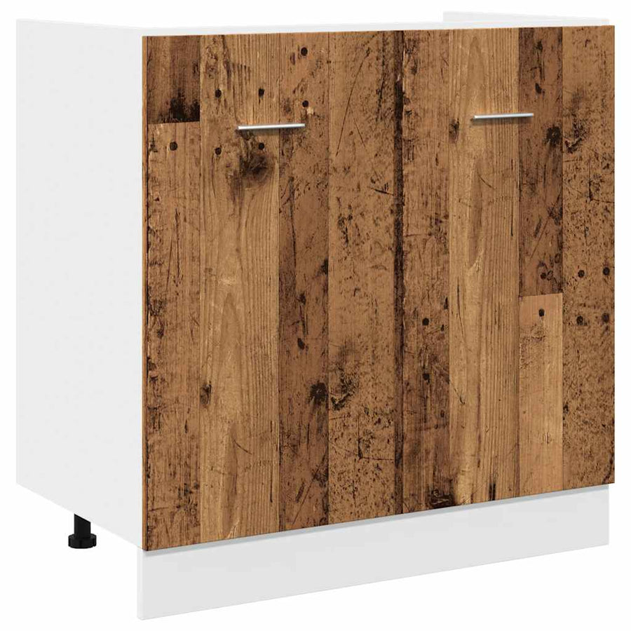7-delige Keukenkastenset bewerkt hout oud houtkleurig