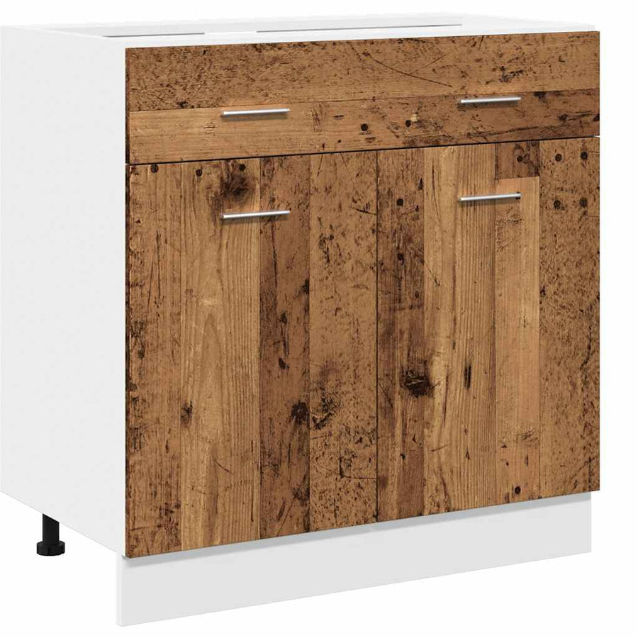 7-delige Keukenkastenset bewerkt hout oud houtkleurig