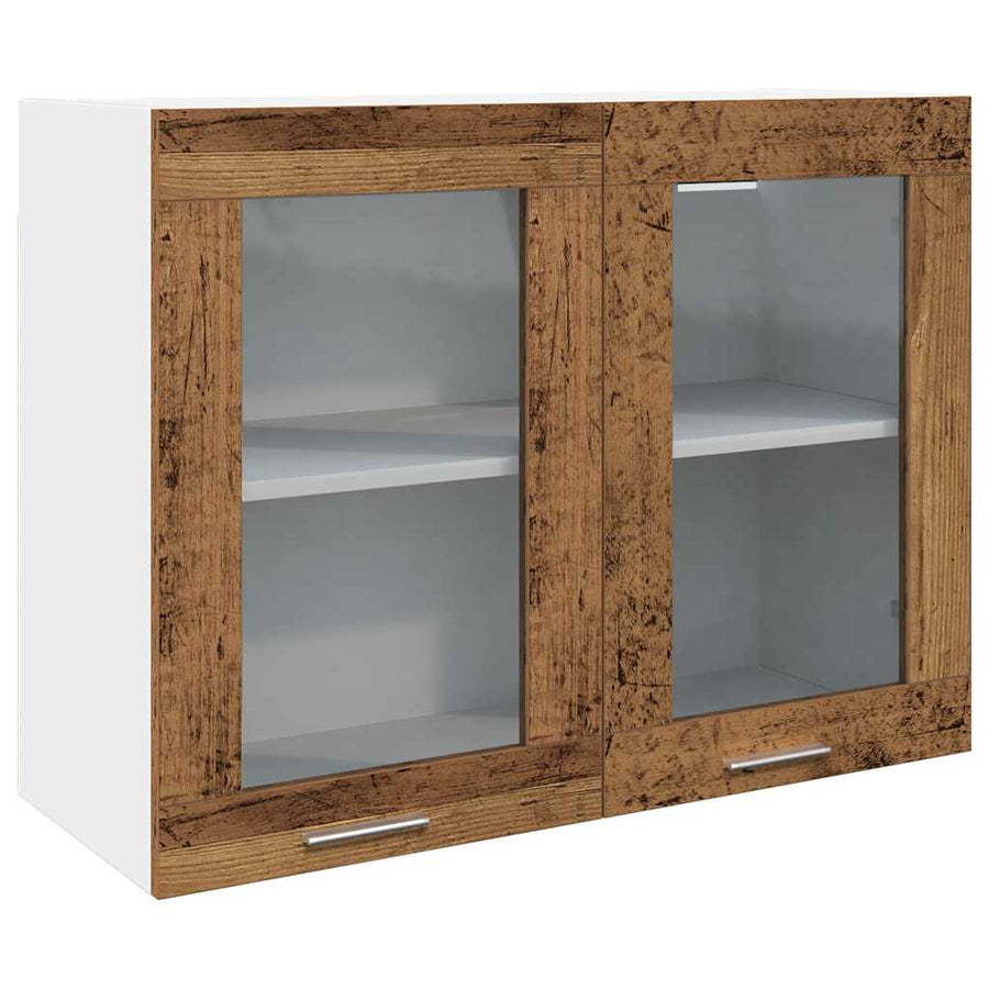 7-delige Keukenkastenset bewerkt hout oud houtkleurig