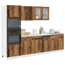 7-delige Keukenkastenset bewerkt hout oud houtkleurig