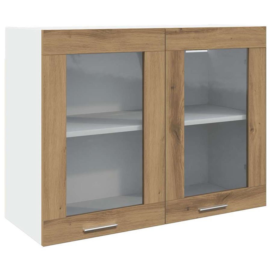 7-delige Keukenkastenset bewerkt hout artisanaal eikenkleurig