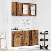 Keukenkastenset 4-delig bewerkt hout oud houtkleurig