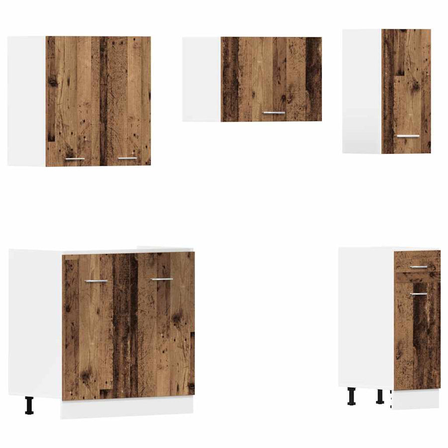 11-delige Keukenkastenset bewerkt hout oud houtkleurig