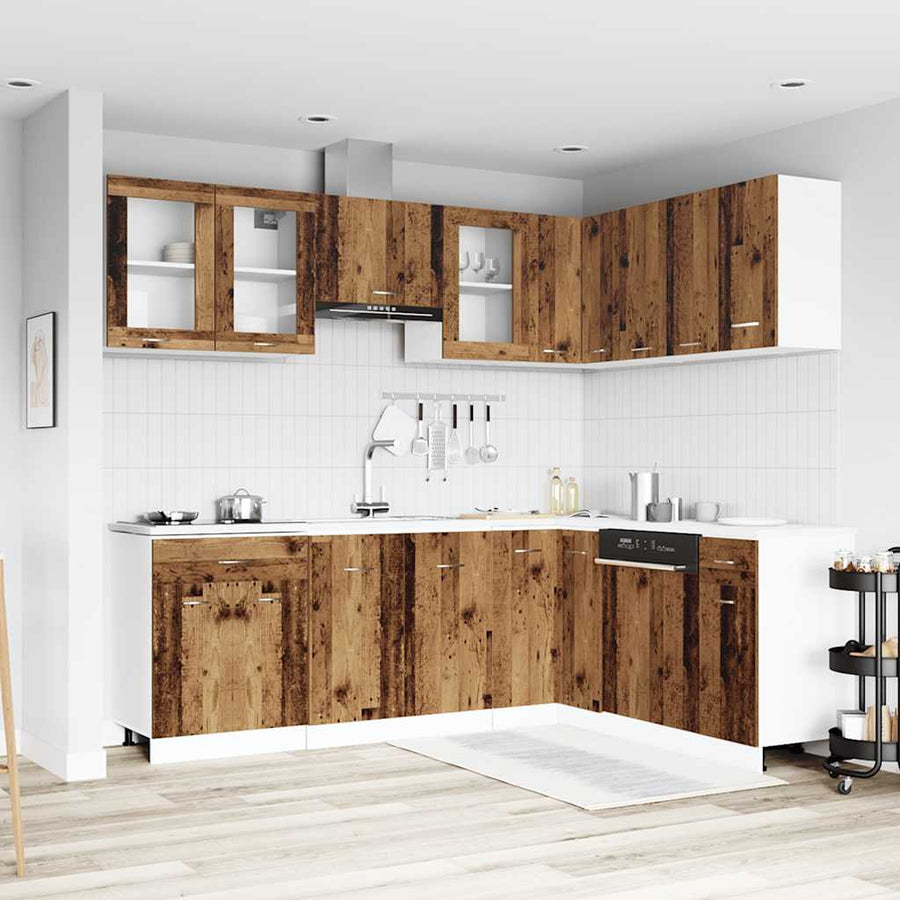 11-delige Keukenkastenset bewerkt hout oud houtkleurig