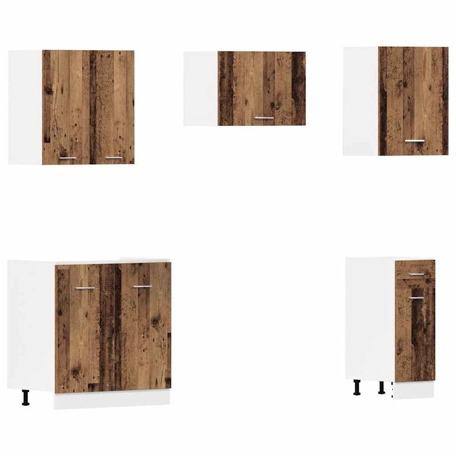 11-delige Keukenkastenset bewerkt hout oud houtkleurig