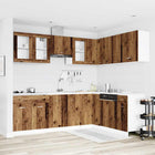 Keukenkastenset 11-delig bewerkt hout oud houtkleurig