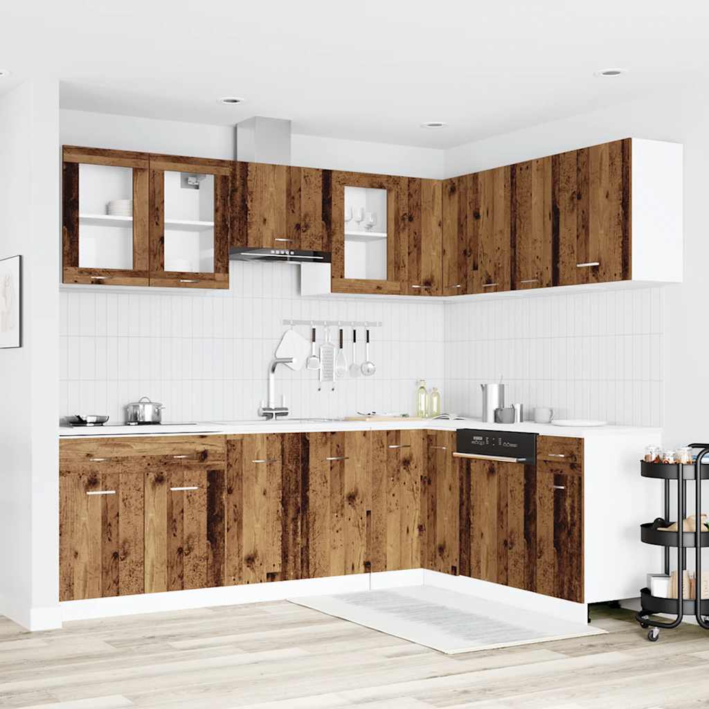 11-delige Keukenkastenset bewerkt hout oud houtkleurig