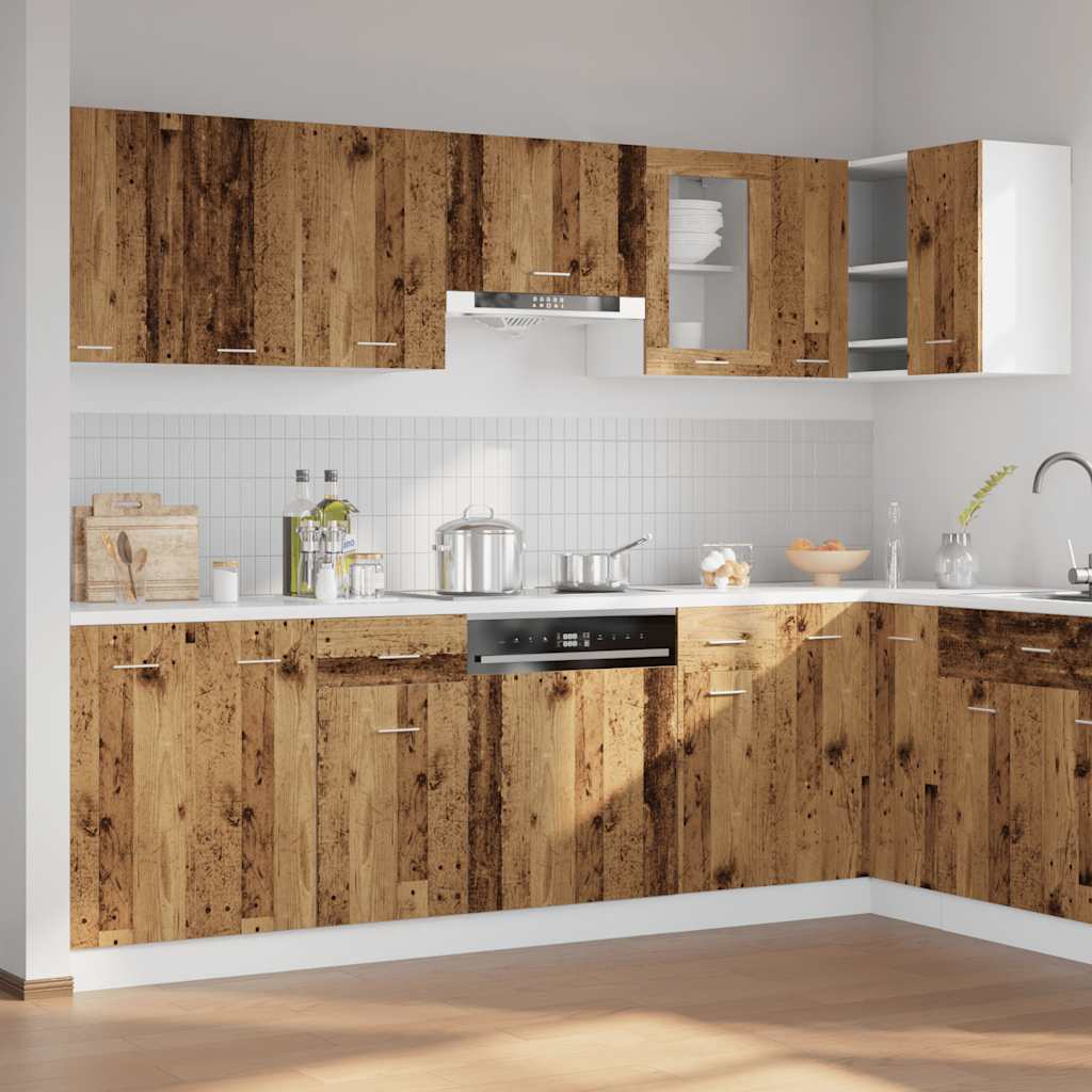 11-delige Keukenkastenset bewerkt hout oud houtkleurig