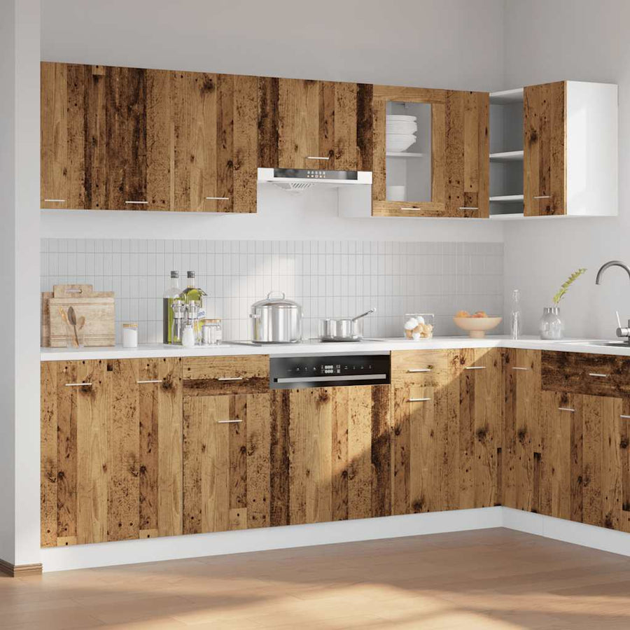11-delige Keukenkastenset bewerkt hout oud houtkleurig