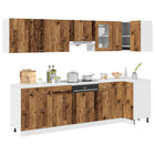 Keukenkastenset 11-delig bewerkt hout oud houtkleurig