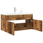 Washbasin cabinet with integrated sink, old wood-colored