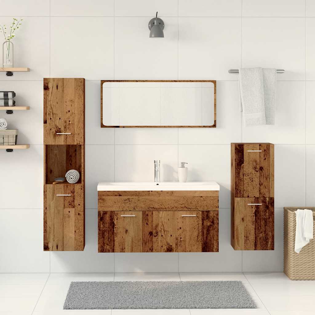 5-delige Badkamermeubelset bewerkt hout oud houtkleurig