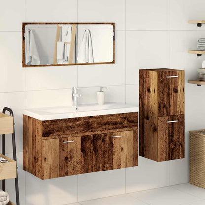 4-delige Badkamermeubelset bewerkt hout oud houtkleurig