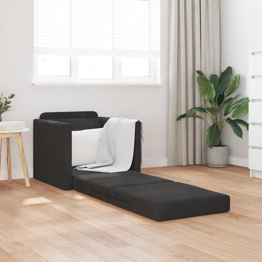 Slaapbank Zwart 74 x 77 x 81 cm Fluweel