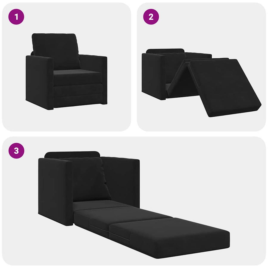 Slaapbank Zwart 74 x 77 x 81 cm Fluweel