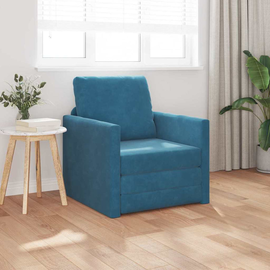 Slaapbank 60cm Blauw Fluweel