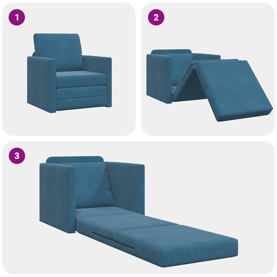 Slaapbank 60cm Blauw Fluweel