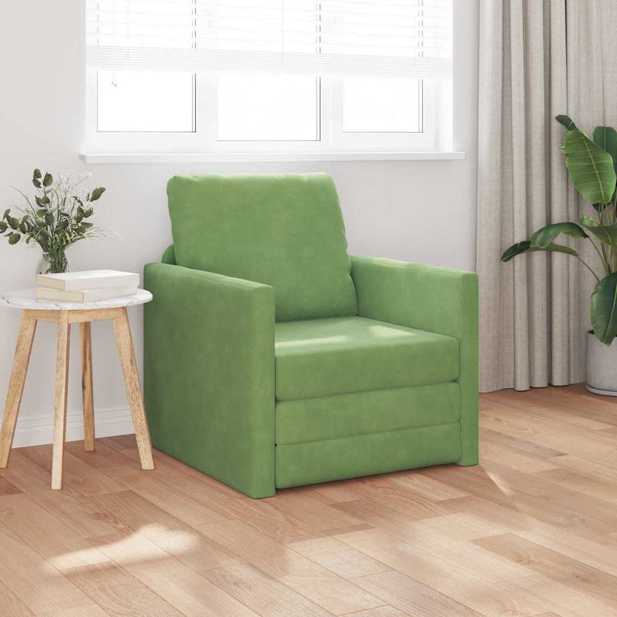 Vloerslaapbank Met Kussen 74 X 77 X 81 Cm Fluweel 1-zits Lichtgroen