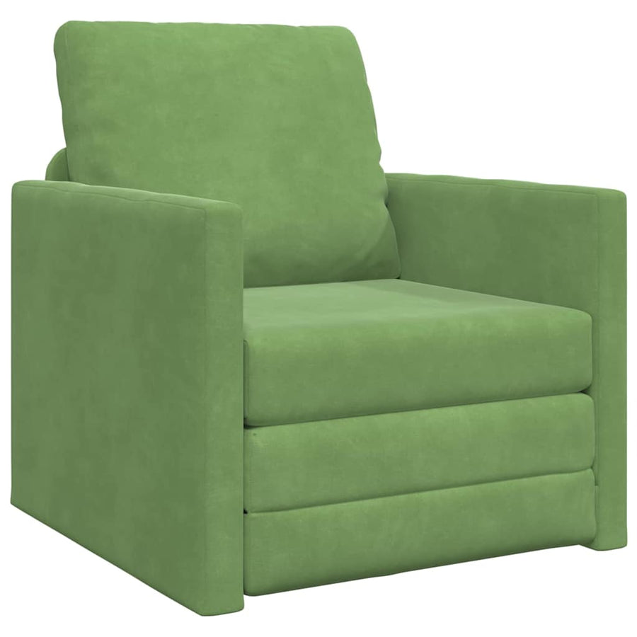 Vloerslaapbank Met Kussen 74 X 77 X 81 Cm Fluweel 1-zits Lichtgroen