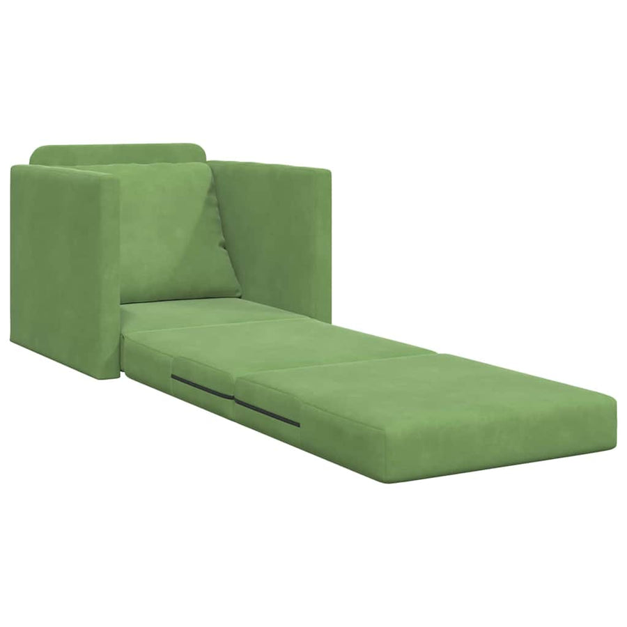 Vloerslaapbank Met Kussen 74 X 77 X 81 Cm Fluweel 1-zits Lichtgroen