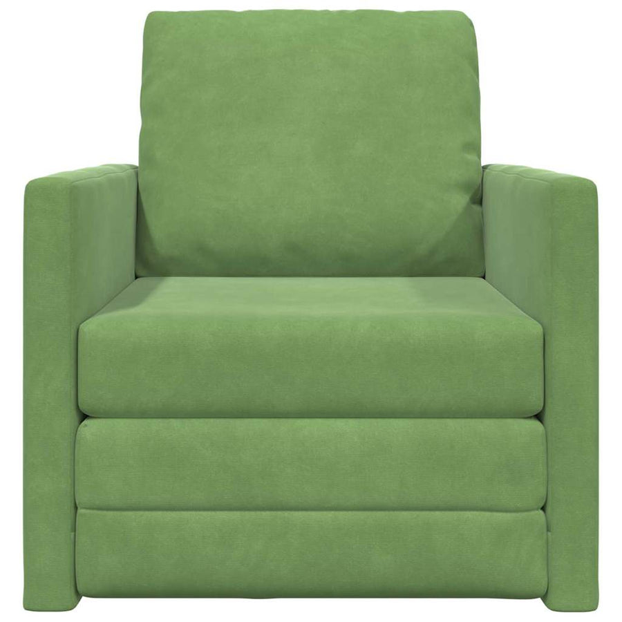 Vloerslaapbank Met Kussen 74 X 77 X 81 Cm Fluweel 1-zits Lichtgroen