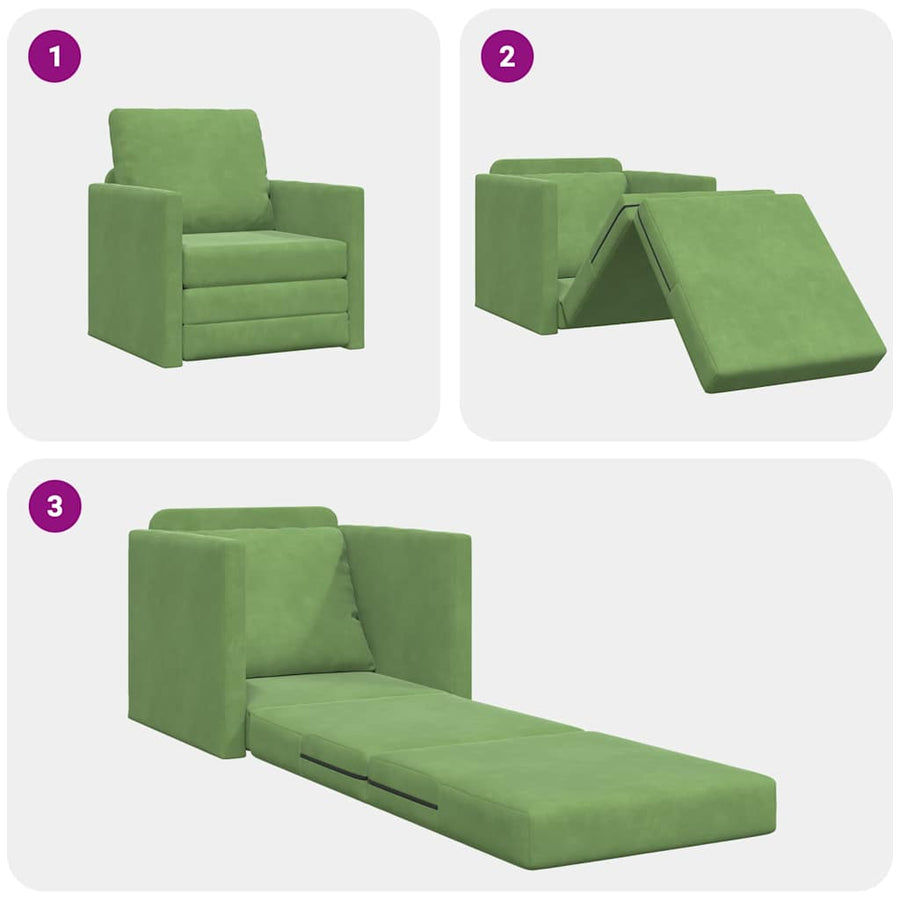 Vloerslaapbank Met Kussen 74 X 77 X 81 Cm Fluweel 1-zits Lichtgroen