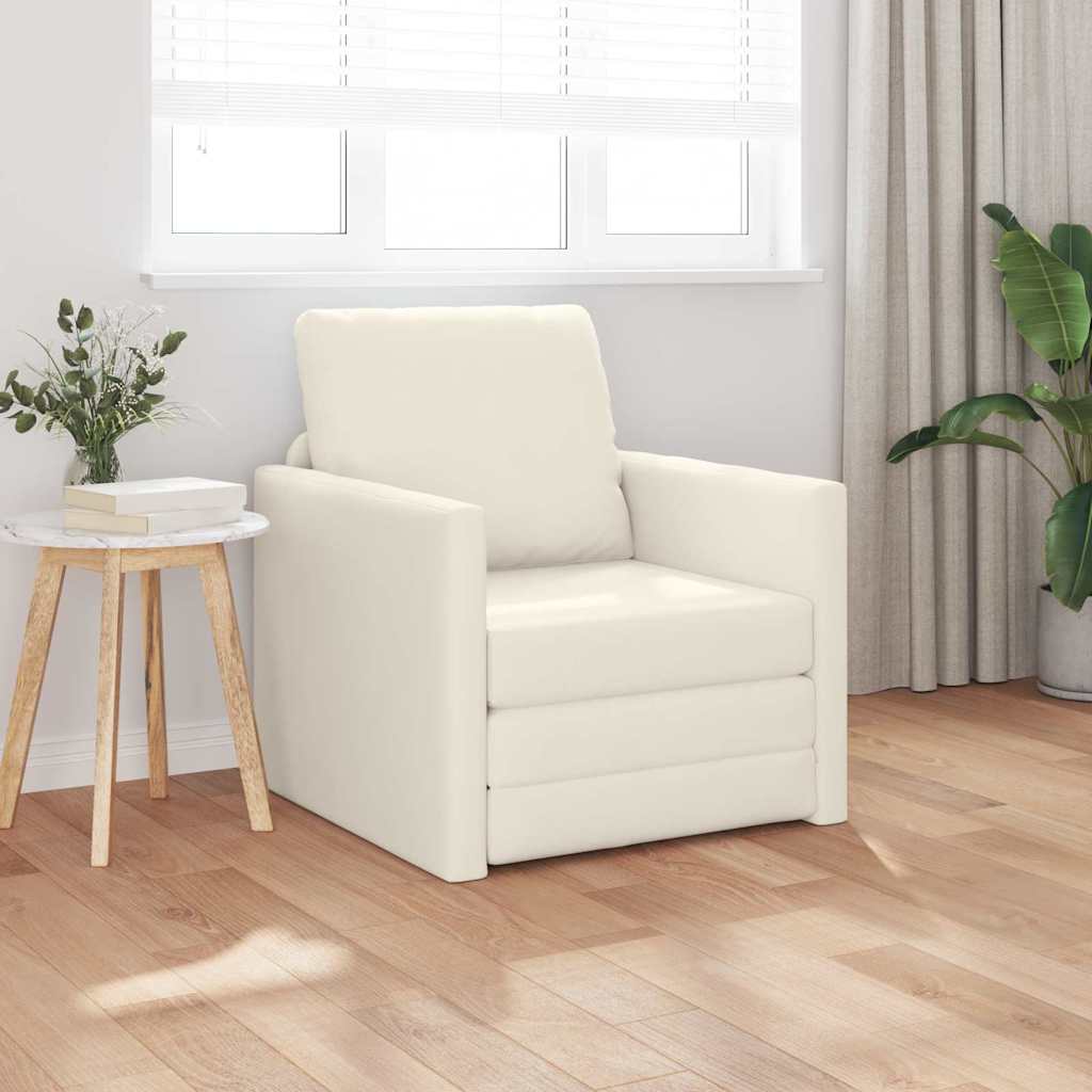 Vloerslaapbank Met Kussen 74 X 77 X 81 Cm Fluweel 1-zits Crème