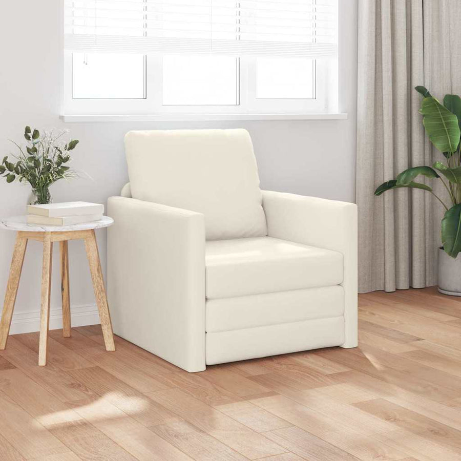 Vloerslaapbank Met Kussen 74 X 77 X 81 Cm Fluweel 1-zits Crème