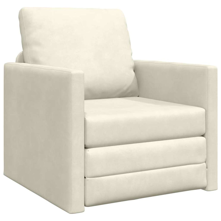 Vloerslaapbank Met Kussen 74 X 77 X 81 Cm Fluweel 1-zits Crème