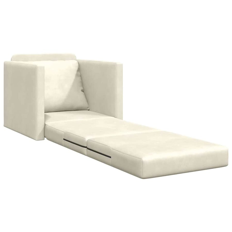 Vloerslaapbank Met Kussen 74 X 77 X 81 Cm Fluweel 1-zits Crème