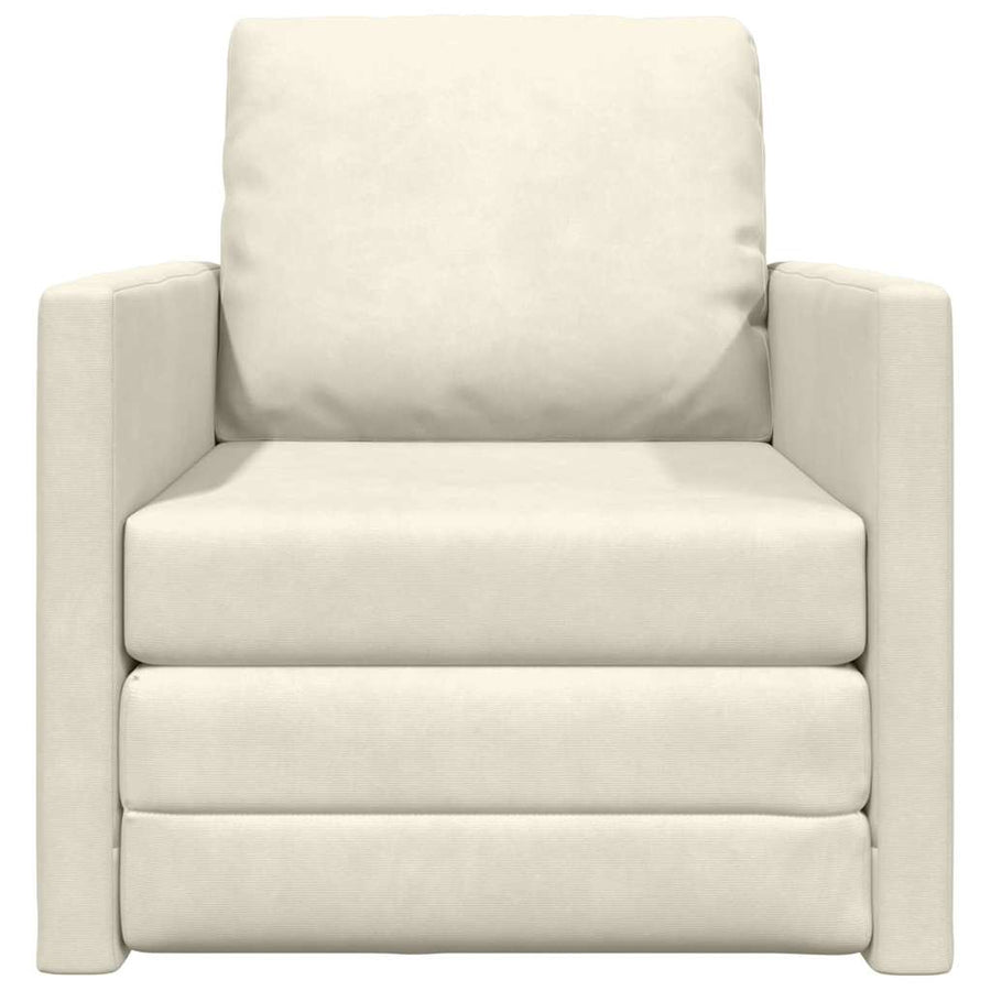Vloerslaapbank Met Kussen 74 X 77 X 81 Cm Fluweel 1-zits Crème
