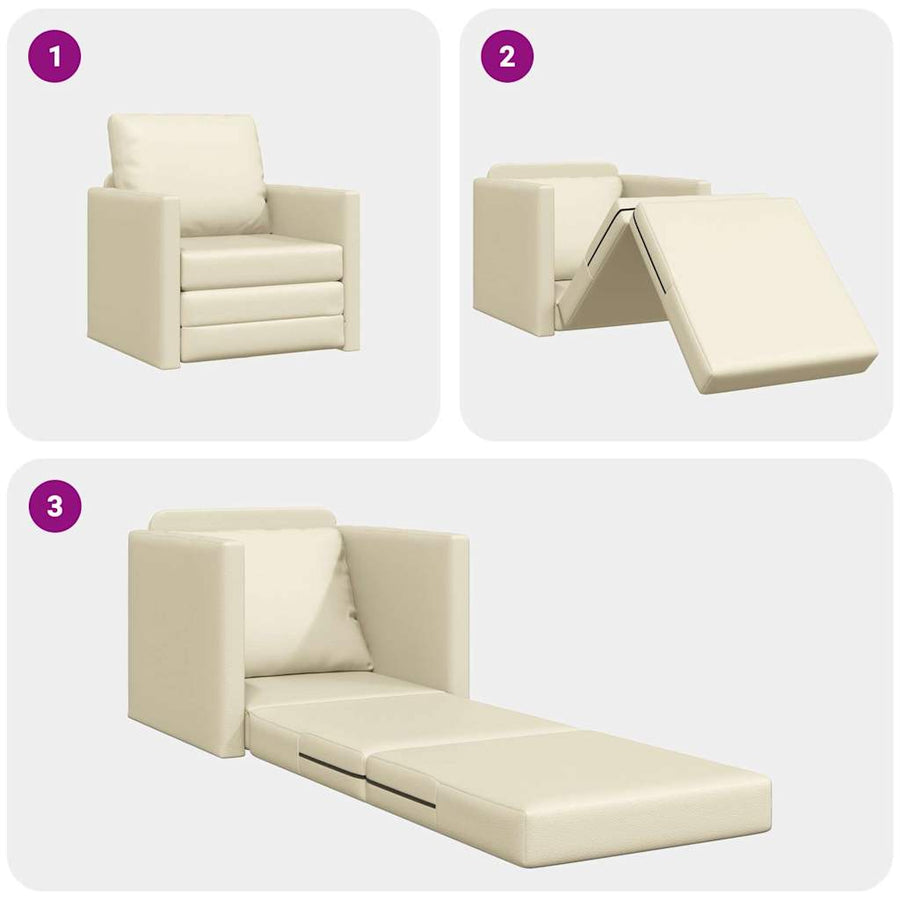 Slaapbank 60cm Crème Kunstleer