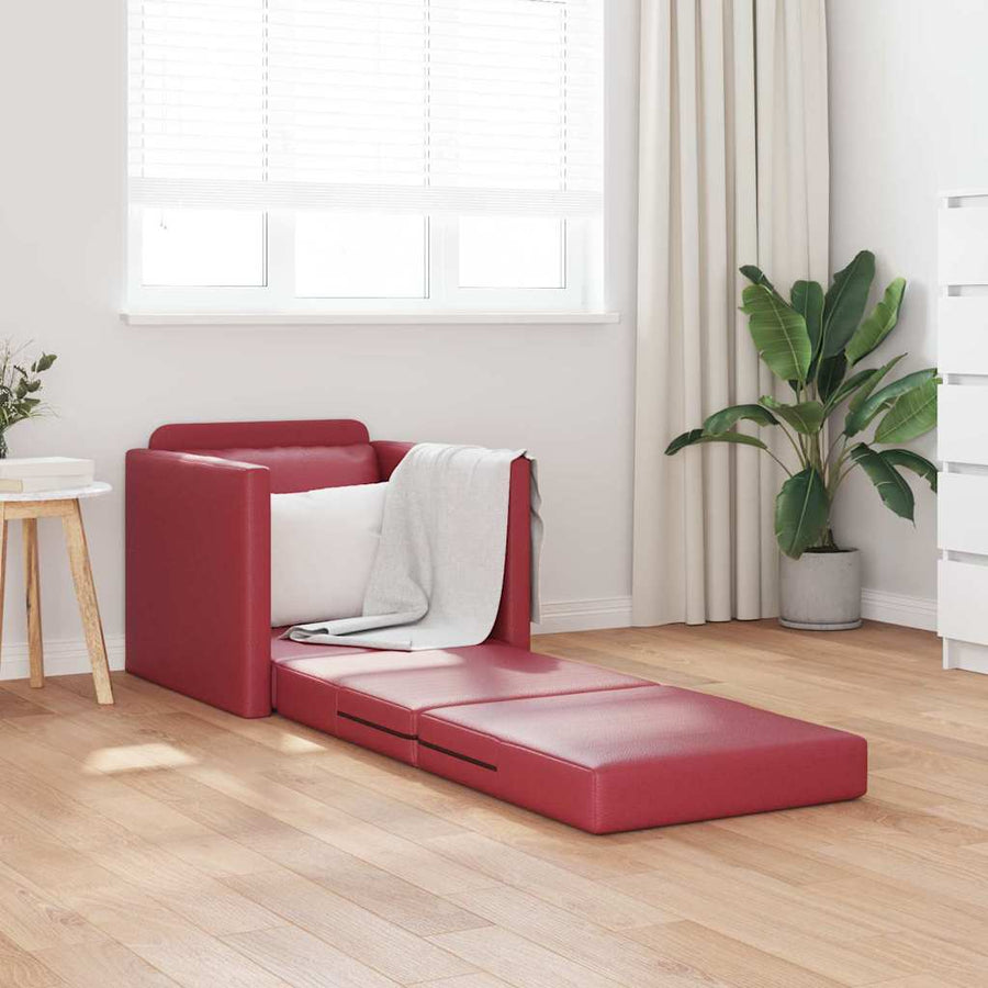 Slaapbank 60Cm Kunstleer Wijnrood