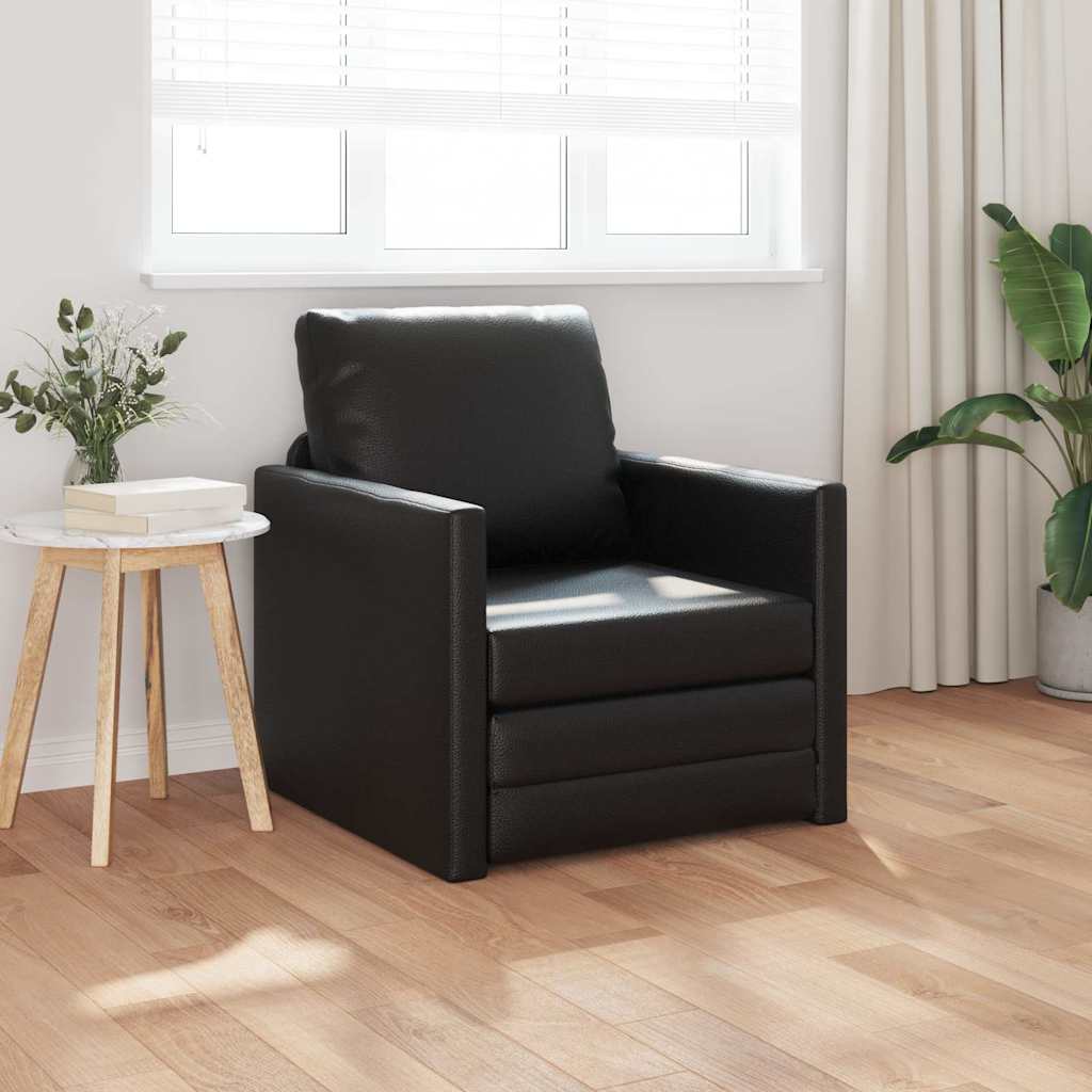 Slaapbank 60cm Zwart Kunstleer