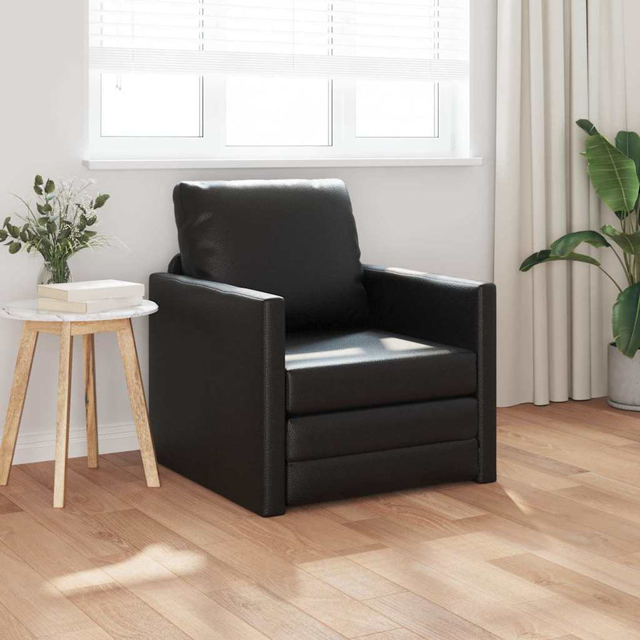 Slaapbank 60cm Zwart Kunstleer