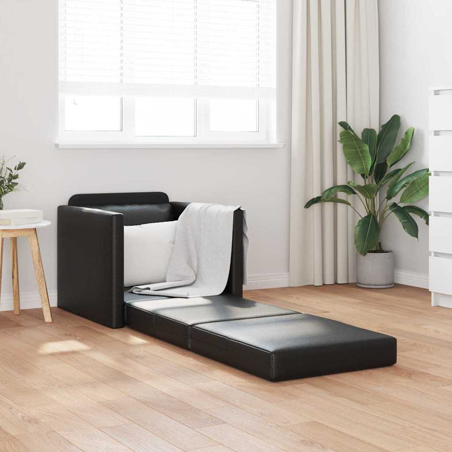 Slaapbank 60cm Zwart Kunstleer