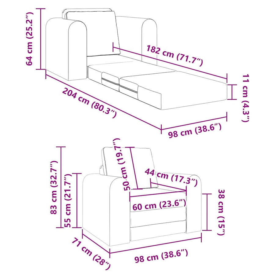 Slaapbank Zwart 98 x 71 x 83 cm Stof