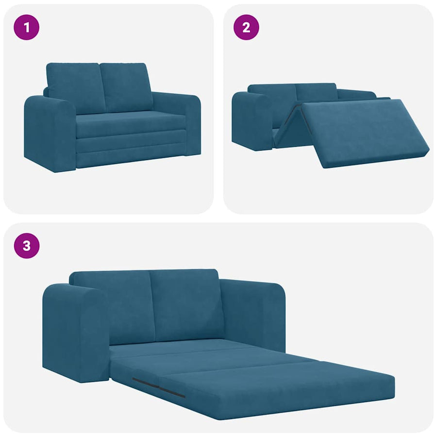 ligbed 2-in-1 Blauw 148x71x83 cm Fluwelen